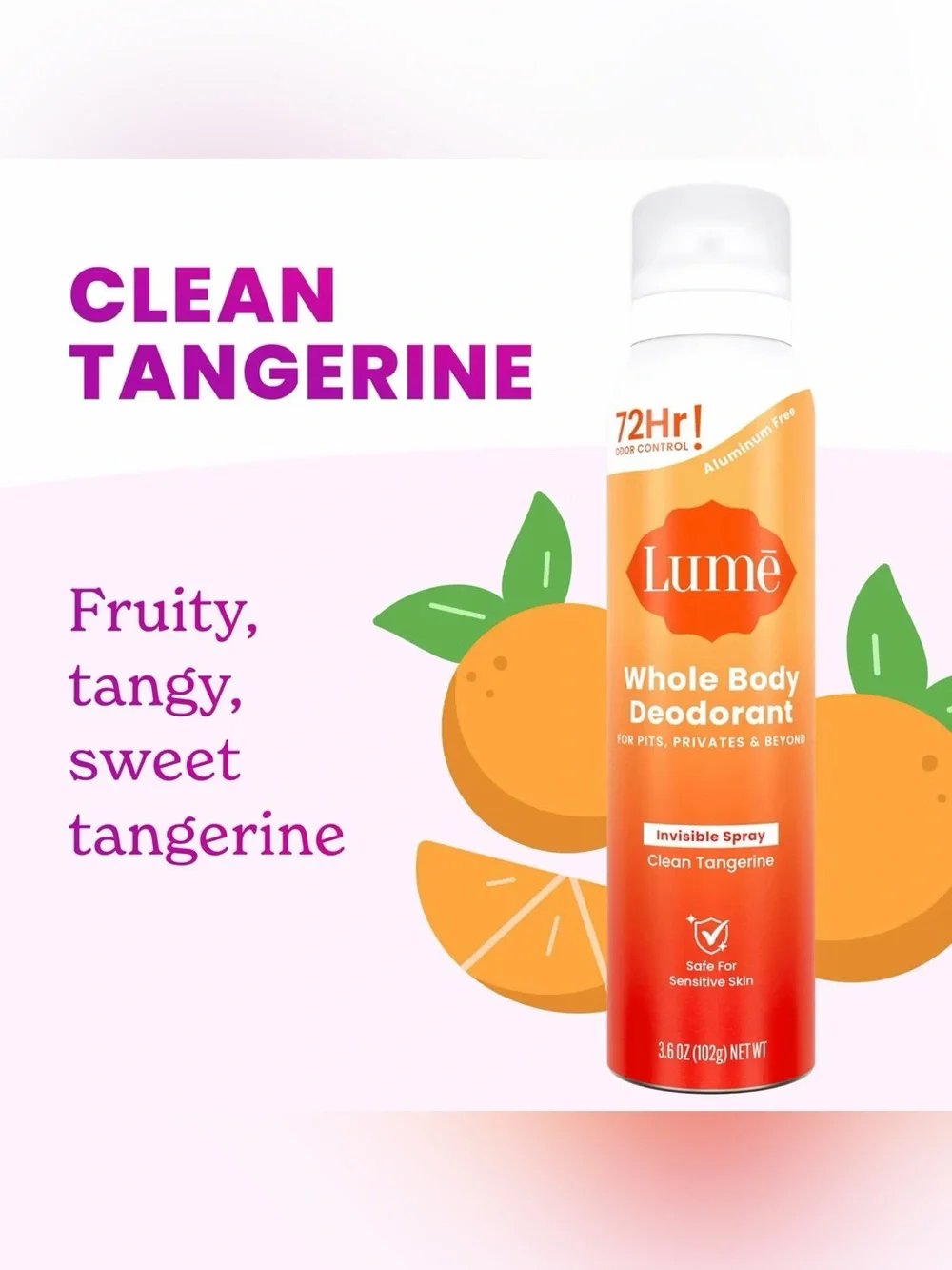 Lume Whole Body Deodorant Spray — Clean Tangerine (Orange) - Picture 1 of 8